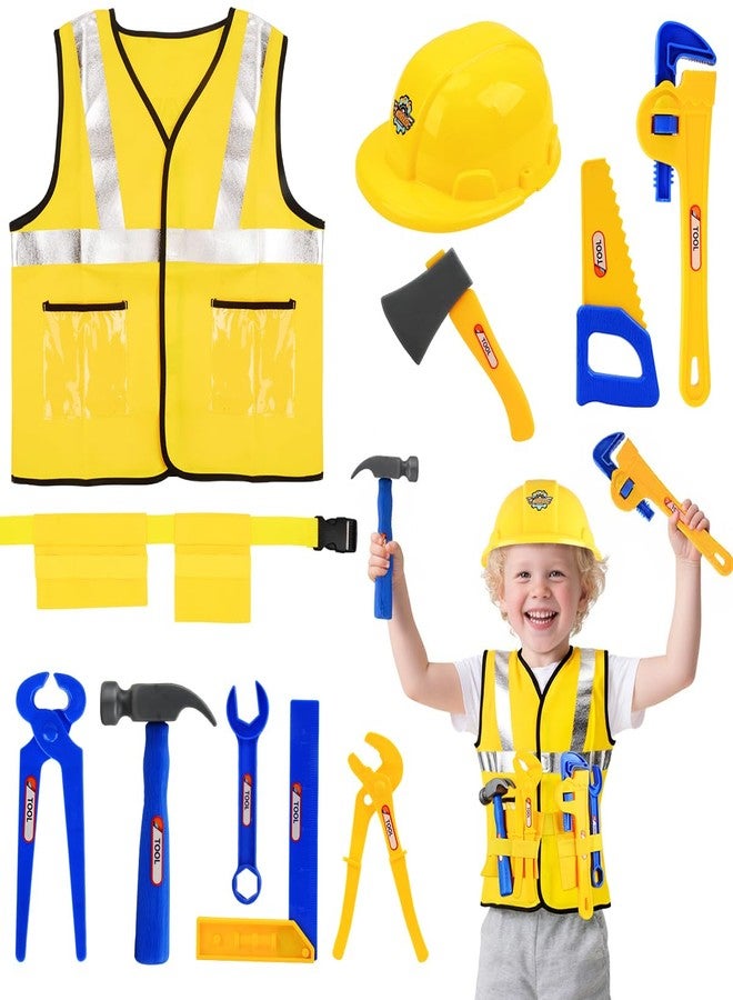 Fantspati Construction Worker Role Play Costume Dress-Up Set, Costume Kids Construction Tool Set Toddler Worker Boys Pretend Builder Career Outfit for Kids 3 4 5 6 7 Girls Boys, Halloween Role Play Toys - Image 1
